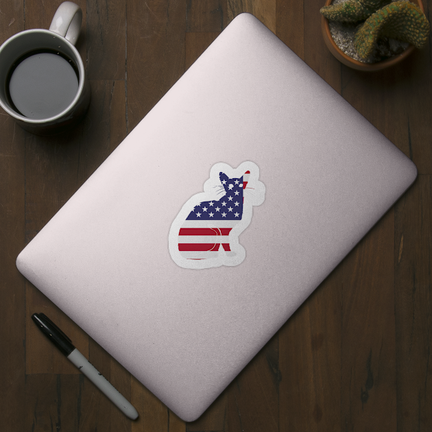 American Flag Funny Cat by macshoptee